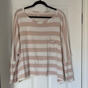 Striped Beige and White Women's Top